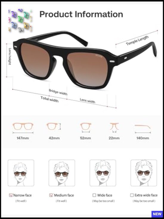 Retro Aviator Polarized Square Sunglasses Classic Driving Shades main image 5